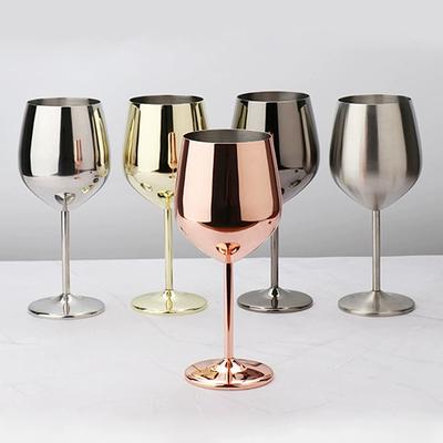 1 Stück 500 ml Edelstahl Kelch Rotwein Cocktailglas Unzerbrechliches Metall Hohes Champagnerglas Bar KTV Europäisches Kelchglas