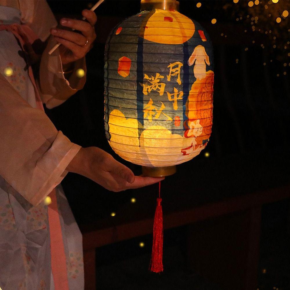 Traditional Festival Mid Autumn Lantern Luminous Paper Lantern Chinese Handheld Lantern  New Year