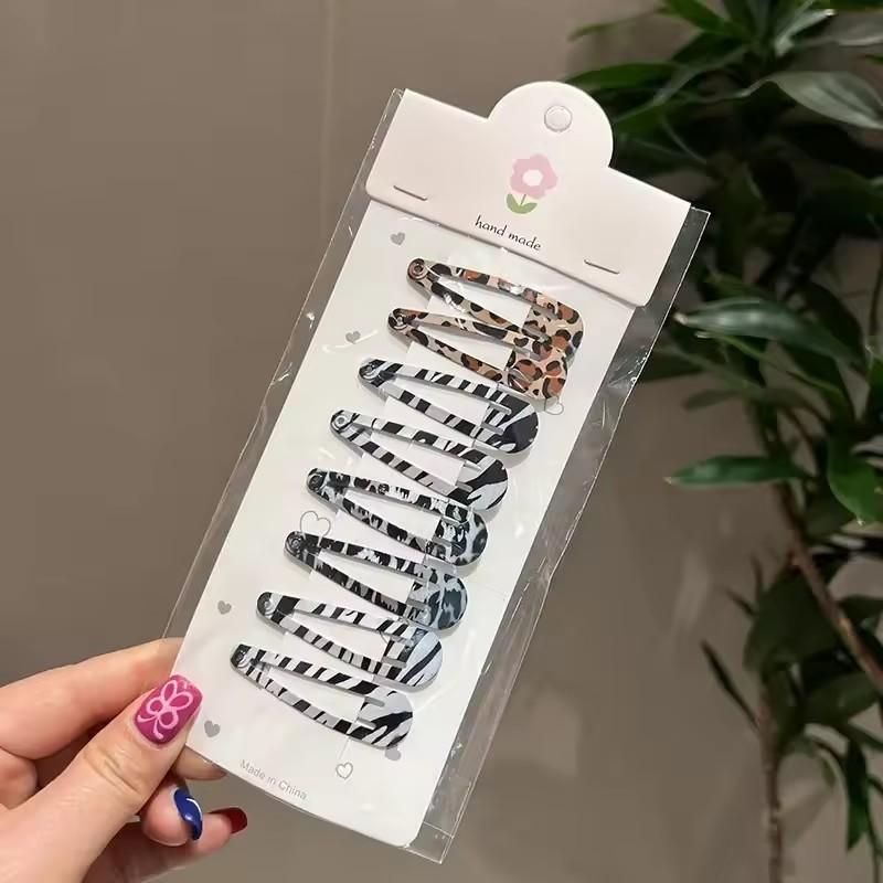 8/16Pcs Leopard Waterdrop Hair Clips for Women Girls Vintage Geometric Star Hairpins BB Clips Barrettes Bangs Hair Accessories