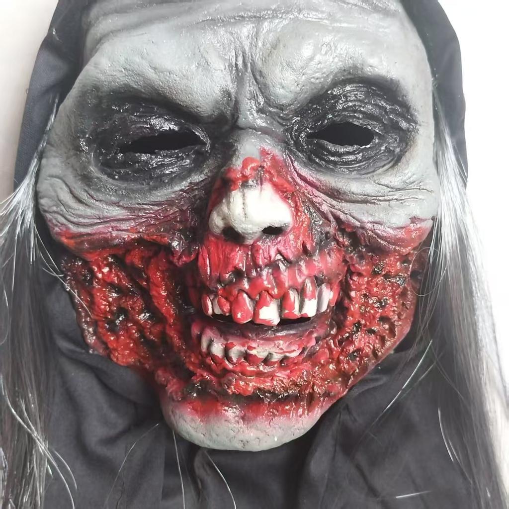 Halloween Party Horror Zombie Ghost Face Mask Latex Wig Bloody Demon Ghost Mask Terrifying
