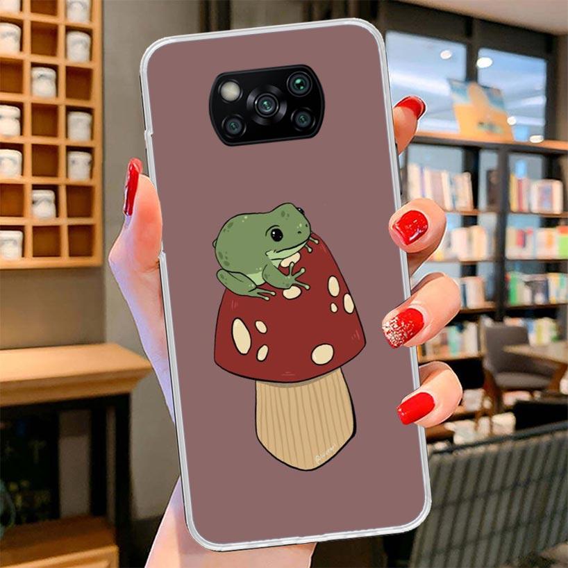 Cottagecore Frog Mushroom Kawaii Cover Phone Case For Xiaomi Poco F7 Ultra X7 X6 X5 Pro M7 Redmi 15C 15 13C 13 12C 12 10C 10 9A