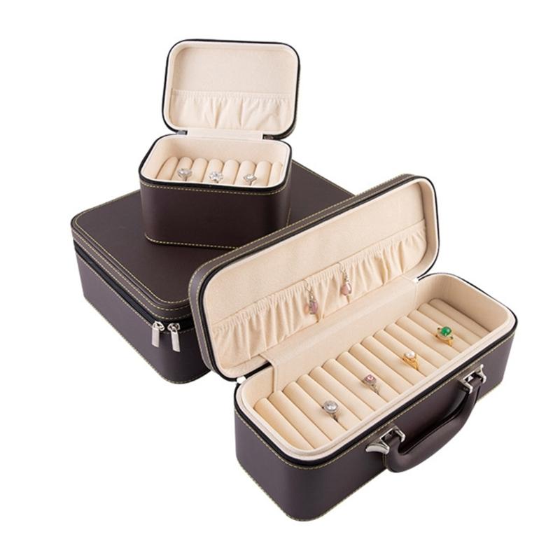 Travel Jewelry Case With Anti Scratch Interior And PU Exterior For Accessories Storage Box For Necklaces Earrings Rings