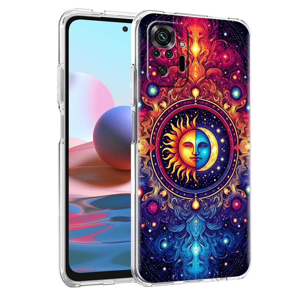 Moon Sun Transparent Phone Case for Redmi 13C 12C 10C Note 13 12 11 11T K40 Gaming Plus Pro 4G 5G Soft Cover Shell Fundas Capas
