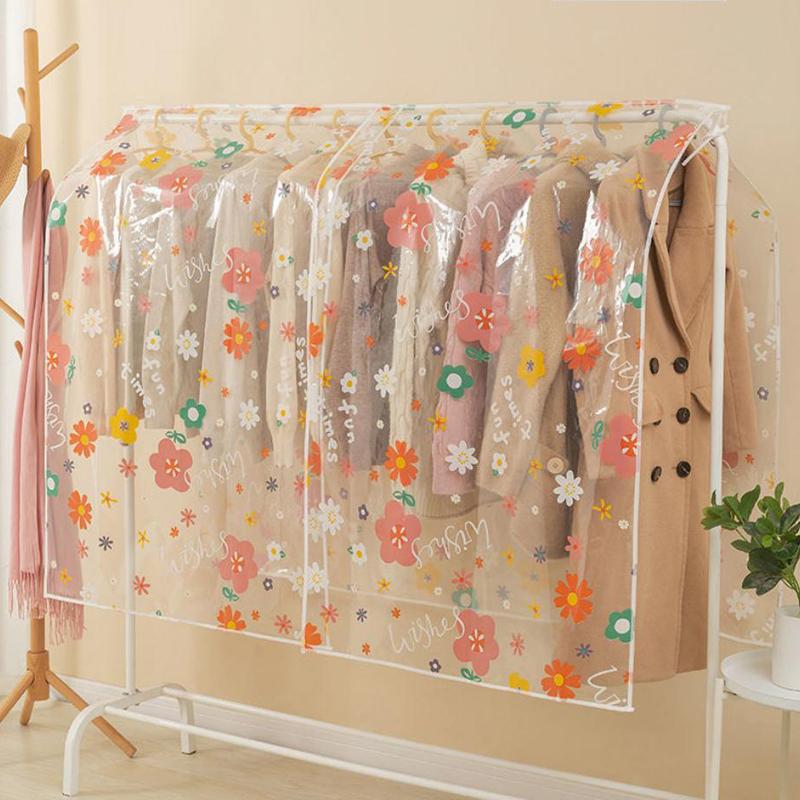 Husa de Praf pentru Haine cu Flori Desen Animat Dormitor Uscător Husă de Praf Pânză Îngroșată Umeraș Husă de Praf Husă Universală pentru Haină Costum