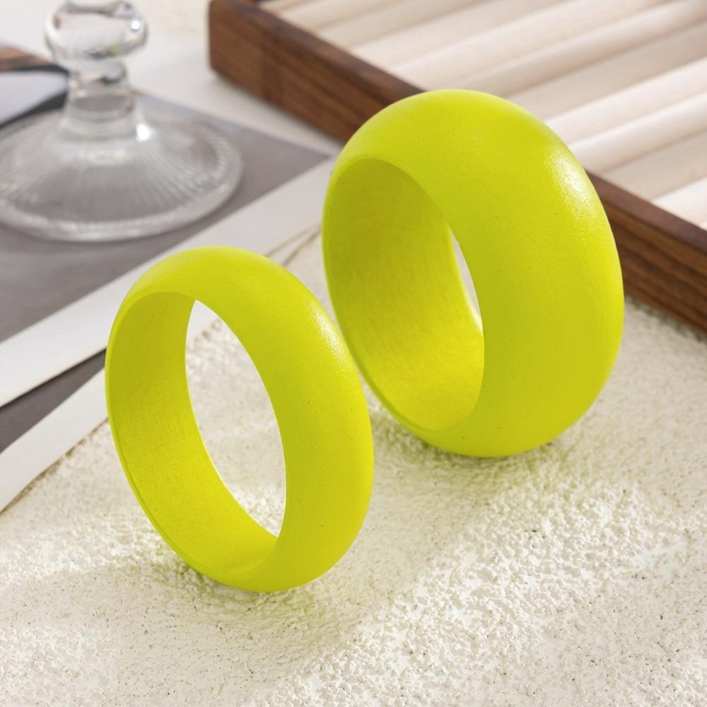 Hip Hop Exaggerate Bangles Fluorescent Green Wood Hand Ring Vintage Chunky Bracelets Women Girls