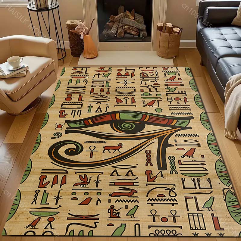 Ancient Egyptian Murals Print Carpet for Living Room Bedroom Sofa Doormat Decor Sofa Area Rug Non-slip Floor Mat for Gifts