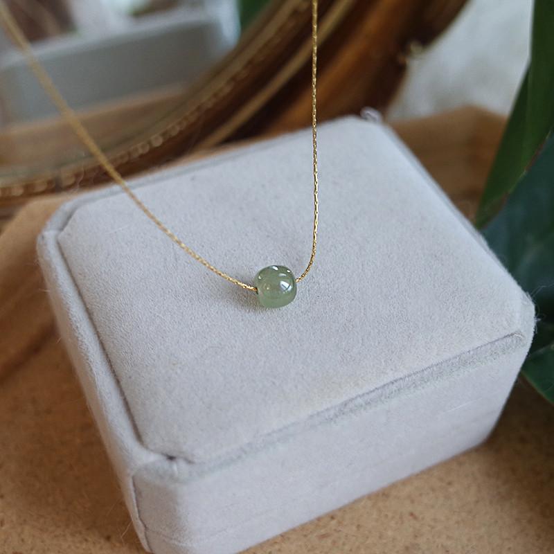 Sansheng III Jade Antique Necklace Female Niche, Senior Ins Temperament Student Collarbone Chain