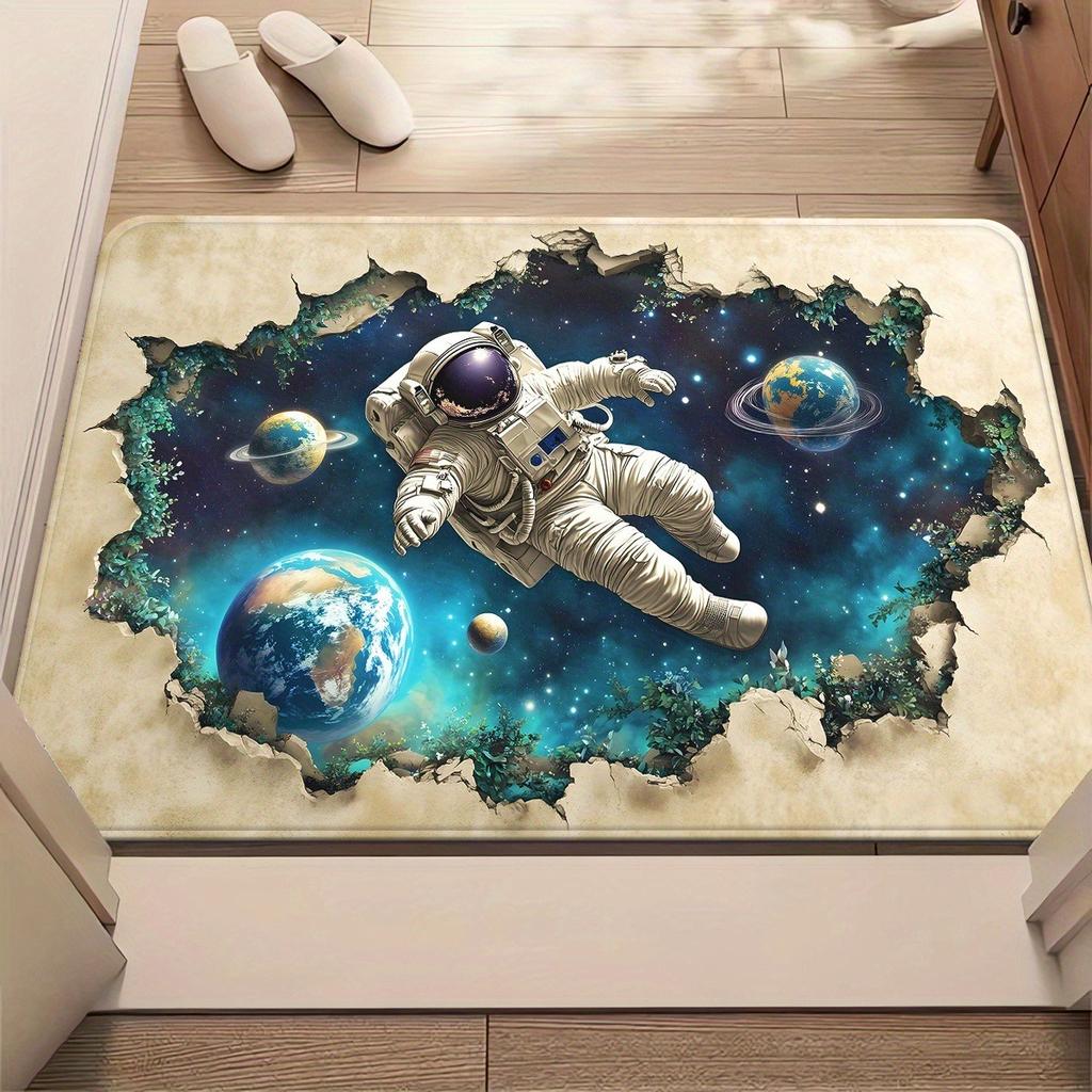 3D Astronaut Floating in Space Area Rug Cosmic Galaxy Themed Bedroom Carpet Non-Slip Living Room Mat for Teens Home Decor Gift