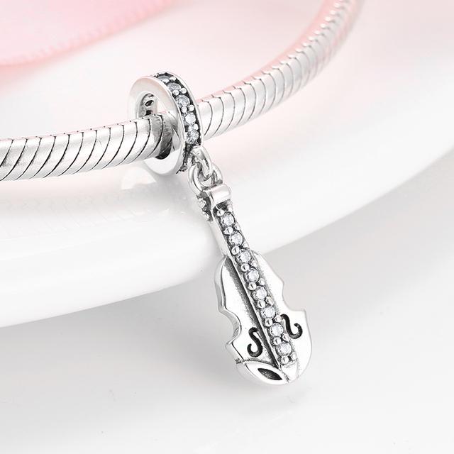 925 Sterling Silver Microphone Shape Flamingo Pink CZ Beads Fit Original Designer Charms Bracelet Bangles DIY Jewelry Making
