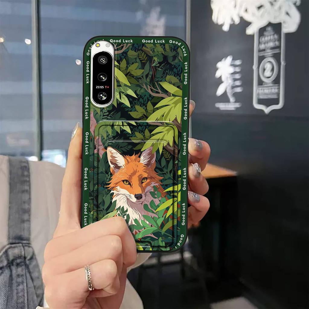 Anti-dust protective Phone Case For Sony Xperia5 IV Full wrap Back Cover Card slot Silicone Graffiti Durable Card bag