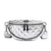 Rhombus breast bag women's new fashion chain fanny pack personality trend shoulder strap oblique span bag soft leather women's dumpling bag