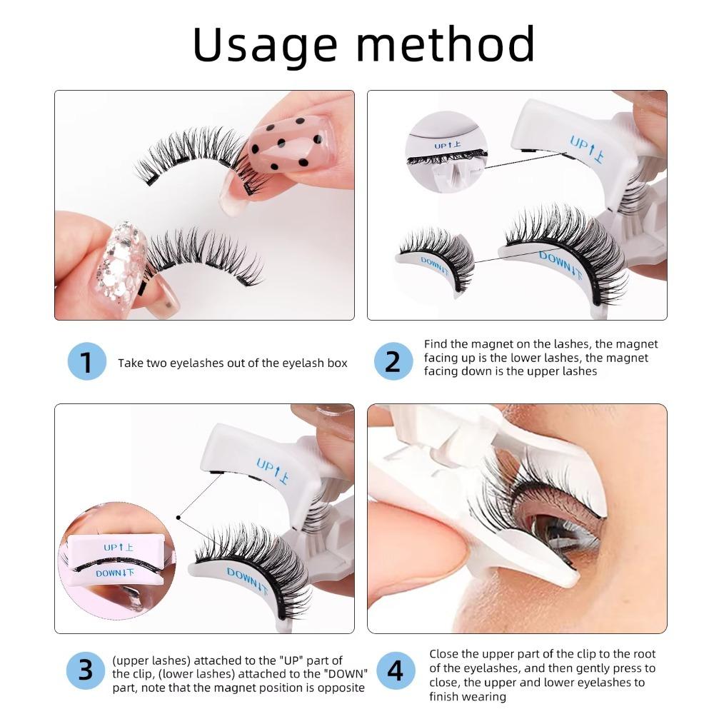 With Mirror Magnetic False Eyelashes Sweet Dual Magnetic Lashes Reusable Eyelash Extension  Girls