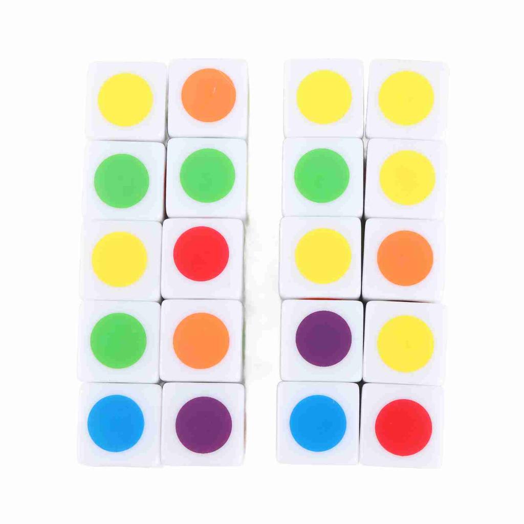 20Pcs Color Dot Dice 6 Colors Right Angle Teaching Dice for Board Games Digital Teaching