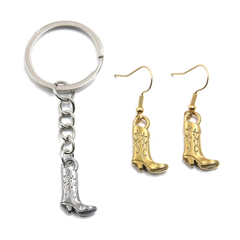 Dual-Color Stainless Steel Double-Sided High Boots Pendant Accessory, 13x21mm