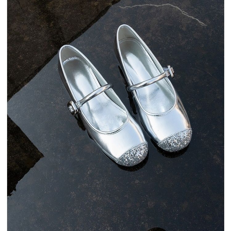 2025 Summer New Mary Jane Shoes Silver French Ballet Shoes Korean Version of Beautiful Shallow Mouth with Single Shoes Women's Shoes