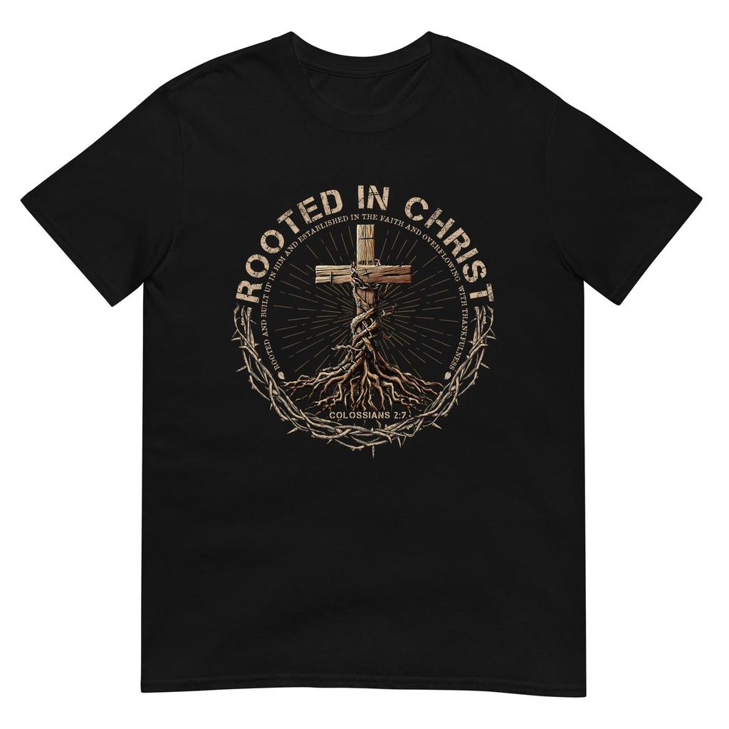 Maglietta Radicati in Cristo, Maglietta Gesù, T-shirt Cristiana con Croce Vintage