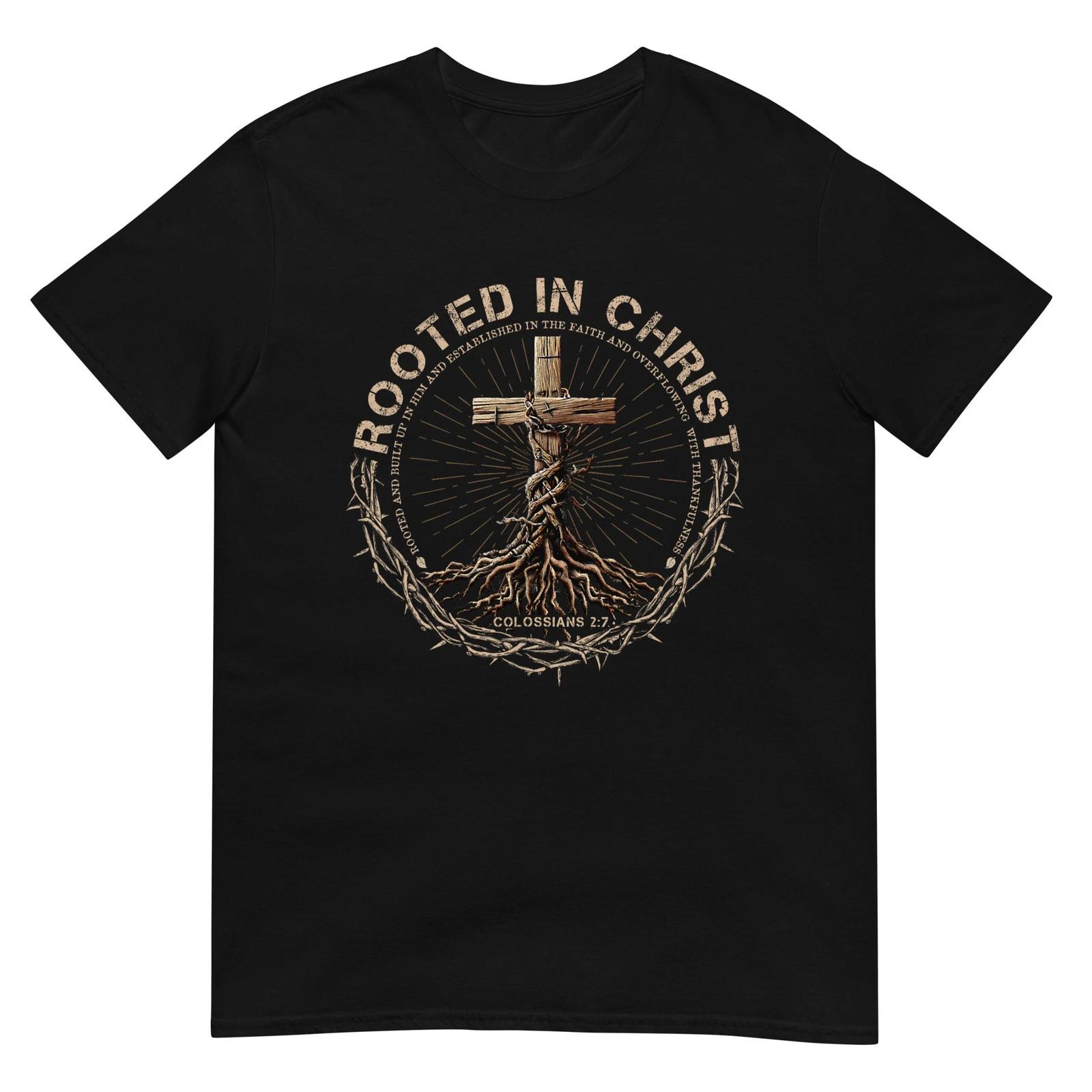 

Rooted in Christ Shirt, Jesus Shirt, Vintage Cross Christian T-Shirt M