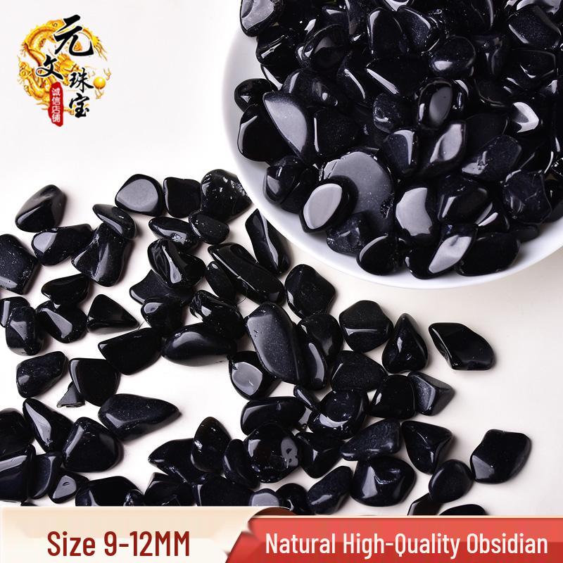 Black Obsidian Crushed Stone Ornament for Fish Tank Purification and Landscaping