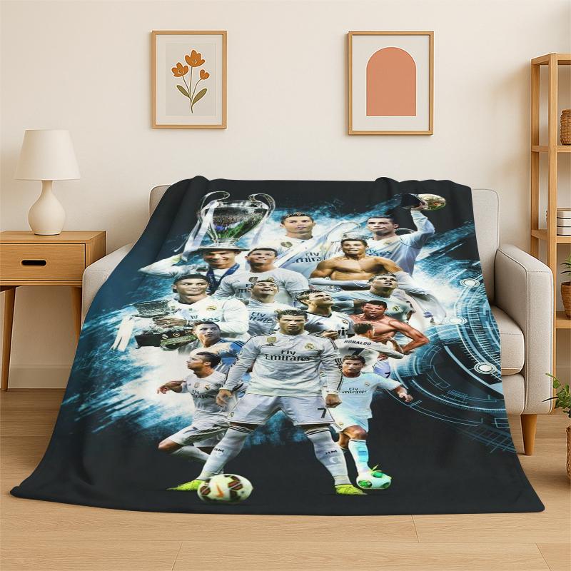 CR7 Goat R-Ronaldo Football Star Flannel Blanket Soft Warm Throw Blanket for Bedroom Living Room Bed Travel Camping Picnic Kid