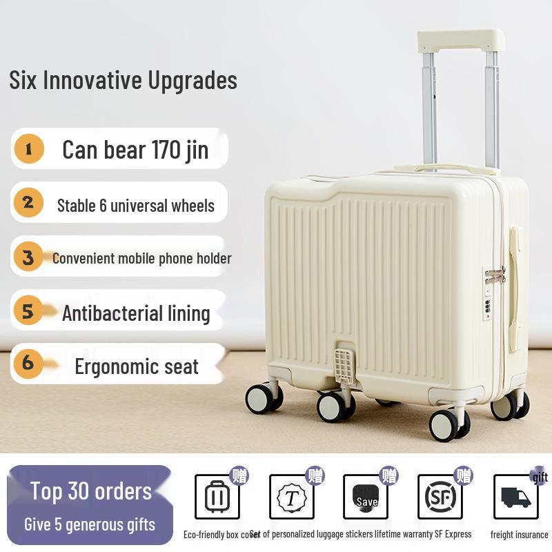 Girls' Lightweight 20" Carry-On Ride-On Suitcase with Combination Lock for Elementary Students