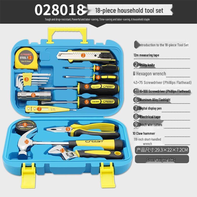 Crest 18-Piece Carbon Steel Tool Set with Box