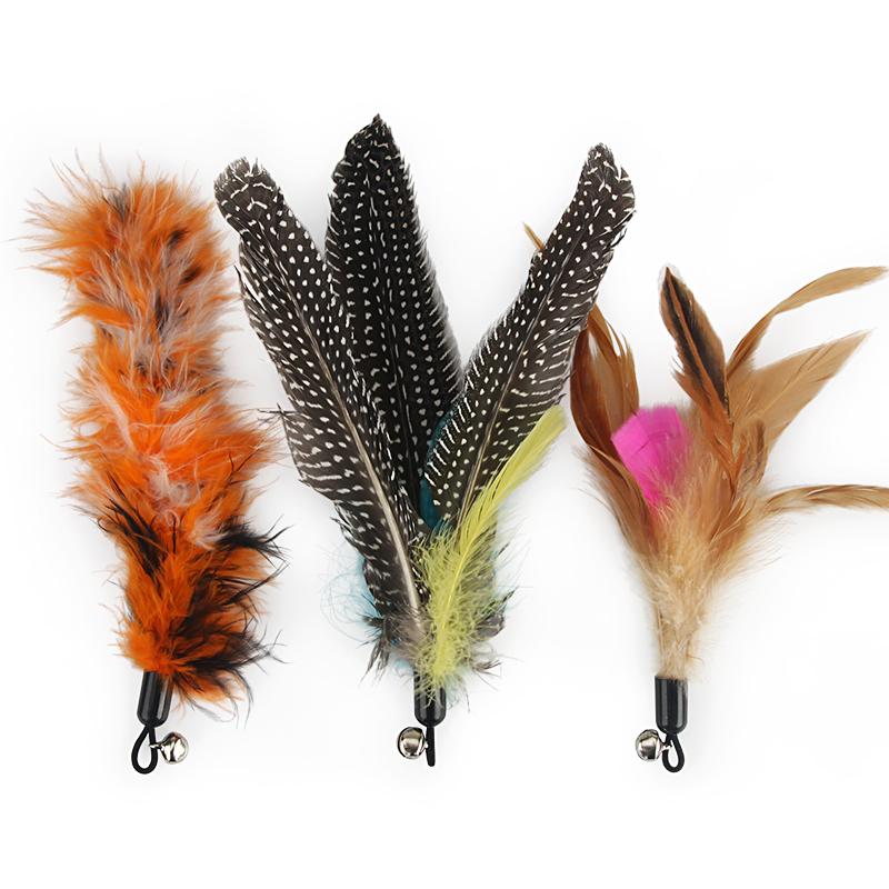 5pcs Feather Accessories Of Cat Stick Replace Cat Toy Teaser Stick Replacement Pet Toy
