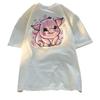 Unisex Japanese Retro Flocked Piglet Short-Sleeve T-Shirt, Niche Design, Couple's Lazy Style Half-Sleeve Top