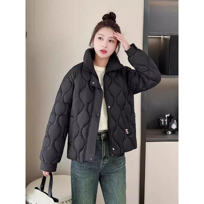 Dámská větruodolná lehká nadýchaná teplá do chladného počasí volná krátká ležérní sportovní bunda z vysoce kvalitní látky bavlněná bunda kabát