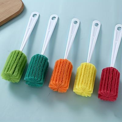 1pcs, Candy Color Sponge Cleaning Brush - With Soft Foam For Coffee Cup Pot Milk Cup Wine Bottle, Hangable Long Handle Bottle Cleaning Brush Cup Brush