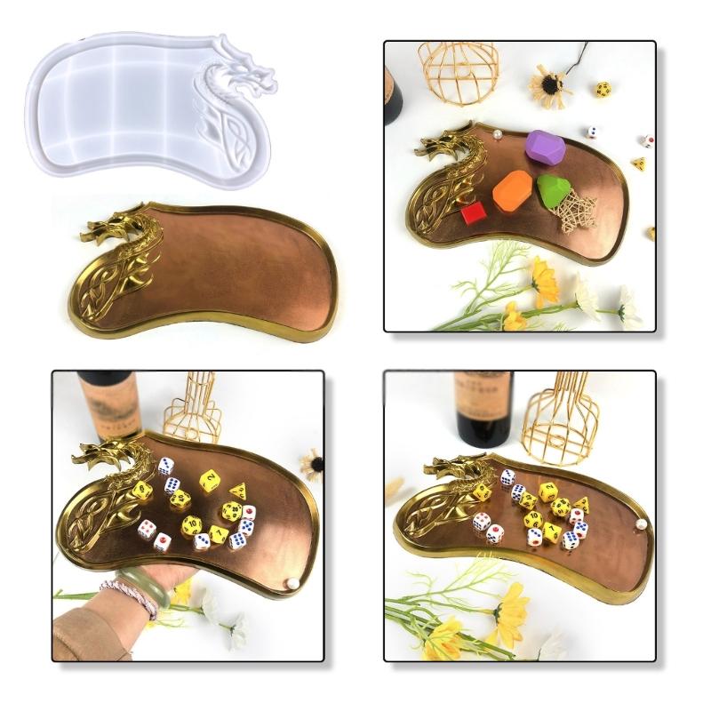 Tray Molds Cup Pad Molds Epoxy Resin Molds Dragon Head Shaped Silicone Material for DIY Hand-Making Resin Artworks