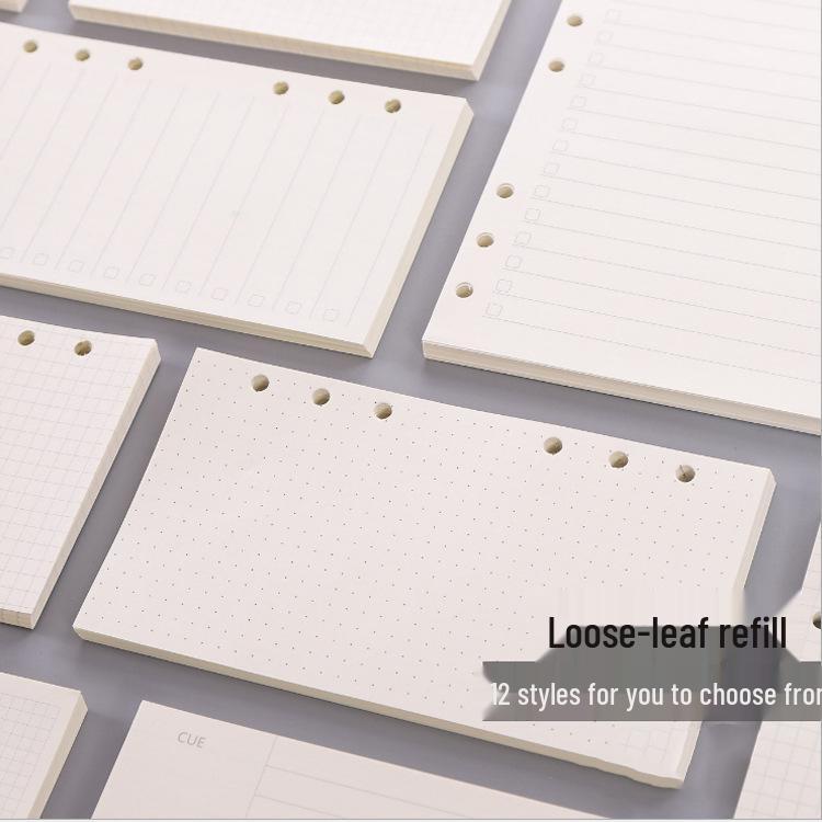 2021 A5 Loose-Leaf Planner Refill: Blank Grid & Lined Inner Pages, 6-Hole