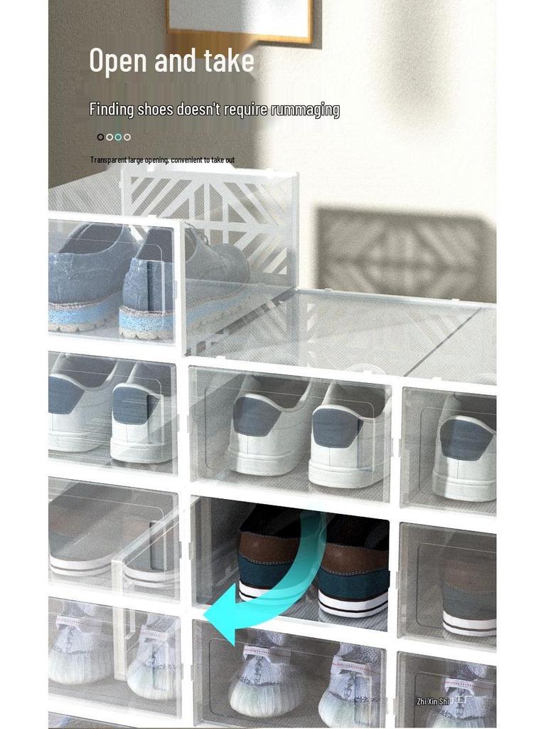 Thickened Double-Frame Transparent Shoe Storage Box - Dustproof & Moistureproof Shoe Rack for Home or Dorm