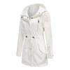 Women’s Trench Coat Cotton Solid Color Hooded Zipper Windproof Long Jacket Drawstring Outdoor Hiking Windcheater Spring Autumn Winter Outwear