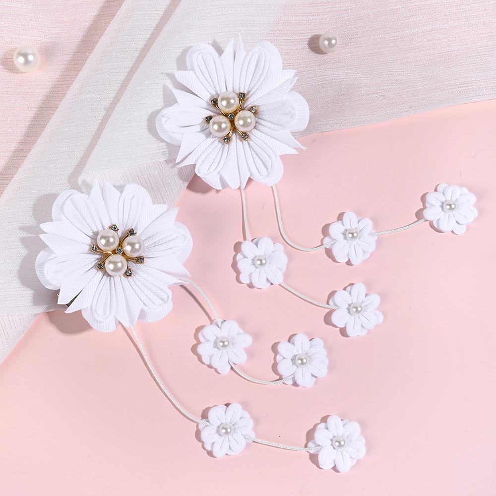 

2Pcs Trendy Flower Hair Clips Tassel Pearl Pendant Colourful Hairpin For Women Girl Kids Elegant Handmade Headwear Accessories