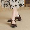 Round head medium thick high heel shallow mouth single shoes Mary Jane women's shoes with single shoes