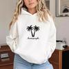 European Drop Shoulder Coconut Tree Hooded Sweatshirt - Autumn/Winter 2025 Collection, Casual Style, In Stock