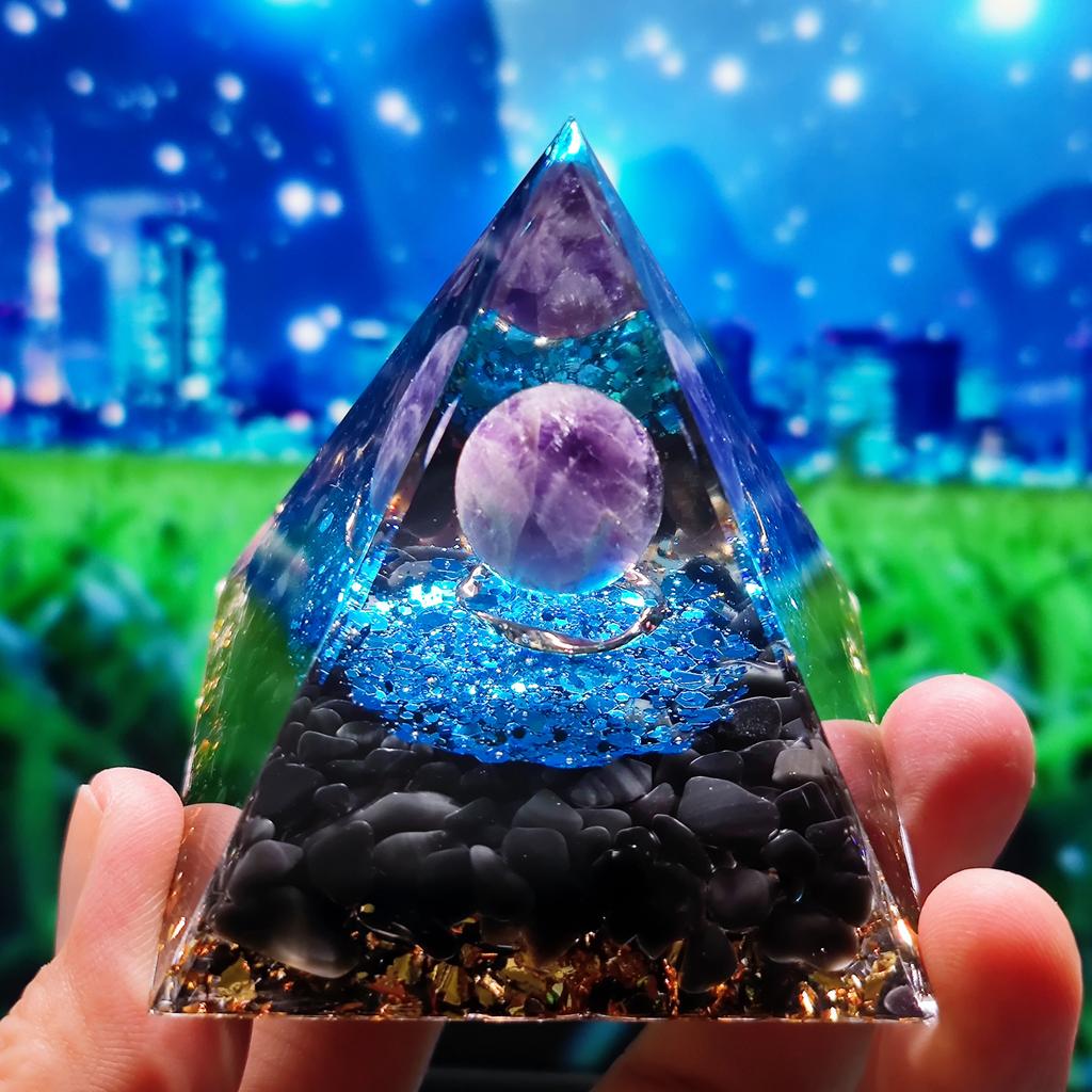 Křišťálová Orgonová Pyramida Generátor Energie 5 cm Přírodní Ametyst Peridot Reiki Čakra Meditační Nástroj Vánoční Dárek Pro Rodinu