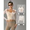 Women's Professional Yoga Set: Long Sleeve, Waist-Cinching, Slimming Two-Piece for Pilates with Chest Pads.