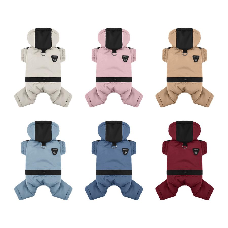 New Dog Warm Fleece Coat with Hood, Graphite Carbon Fiber Cotton Waterproof Down Jacket Colorful Dog Clothes