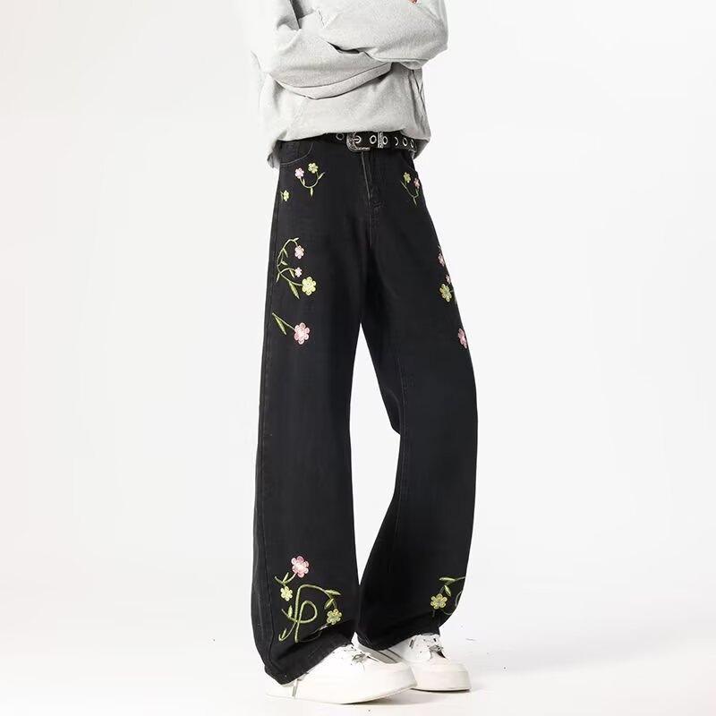 High Street Jeans Men's Autumn Retro Embroidered Jeans Men's New Men's Casual Pants