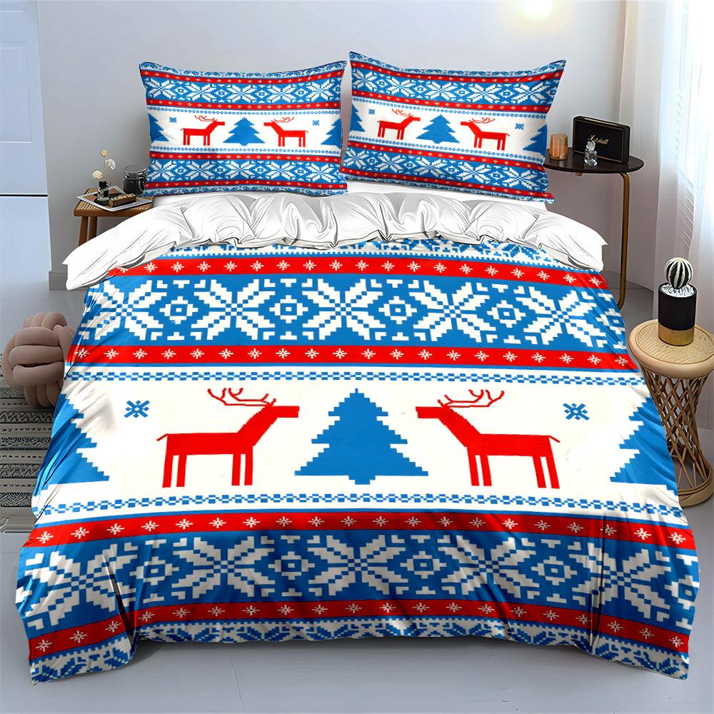 Festive Winter Design Gift Set Kid's and Adults' Bedroom Decor, Exquisite Three-piece Bedding Set Gift