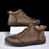 Plus Size Split Leather Shoes Men Vintage Hand Stitching Soft Business Casual Ankle Boots