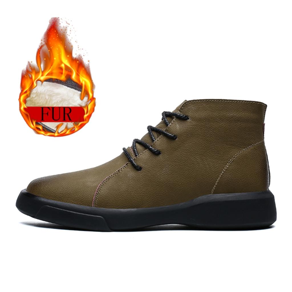 

Модные теплые меховые зимние сапоги Мужская модная обувь на толстой подошве Классические кожаные кроссовки Ретро-ботинки для работы и свиданий Мокасины для формального отдыха на открытом воздухе 41