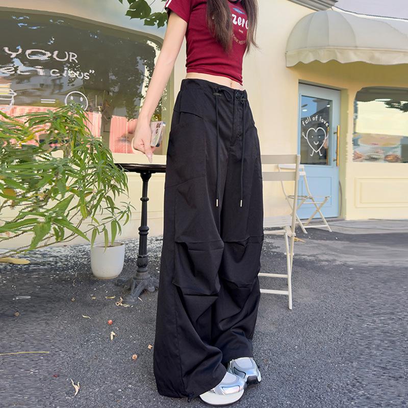 

Uncle Radish Quick-drying Overalls Women s Autumn New Products High Waist Loose and Skinny Casual Sweatpants Straight Wide Leg Pants XL чёрный