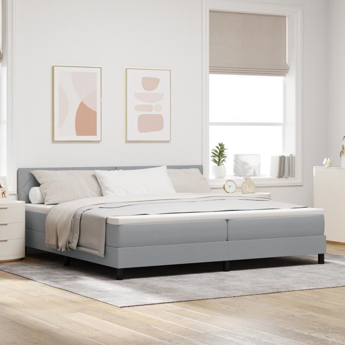 VidaXL Lit à ressorts avec matelas et LED gris clair 200x200 cm en tissu 3342310