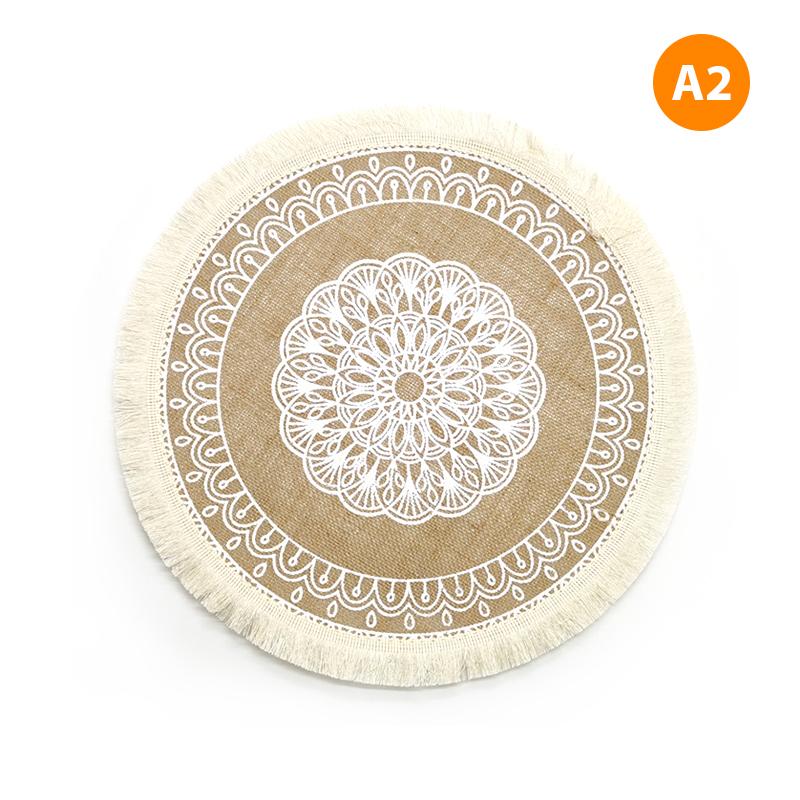Einfache handgewebte Jute-Tischset-Untersetzer im Ins-Stil, Retro-Baumwollleinen, dekorativ