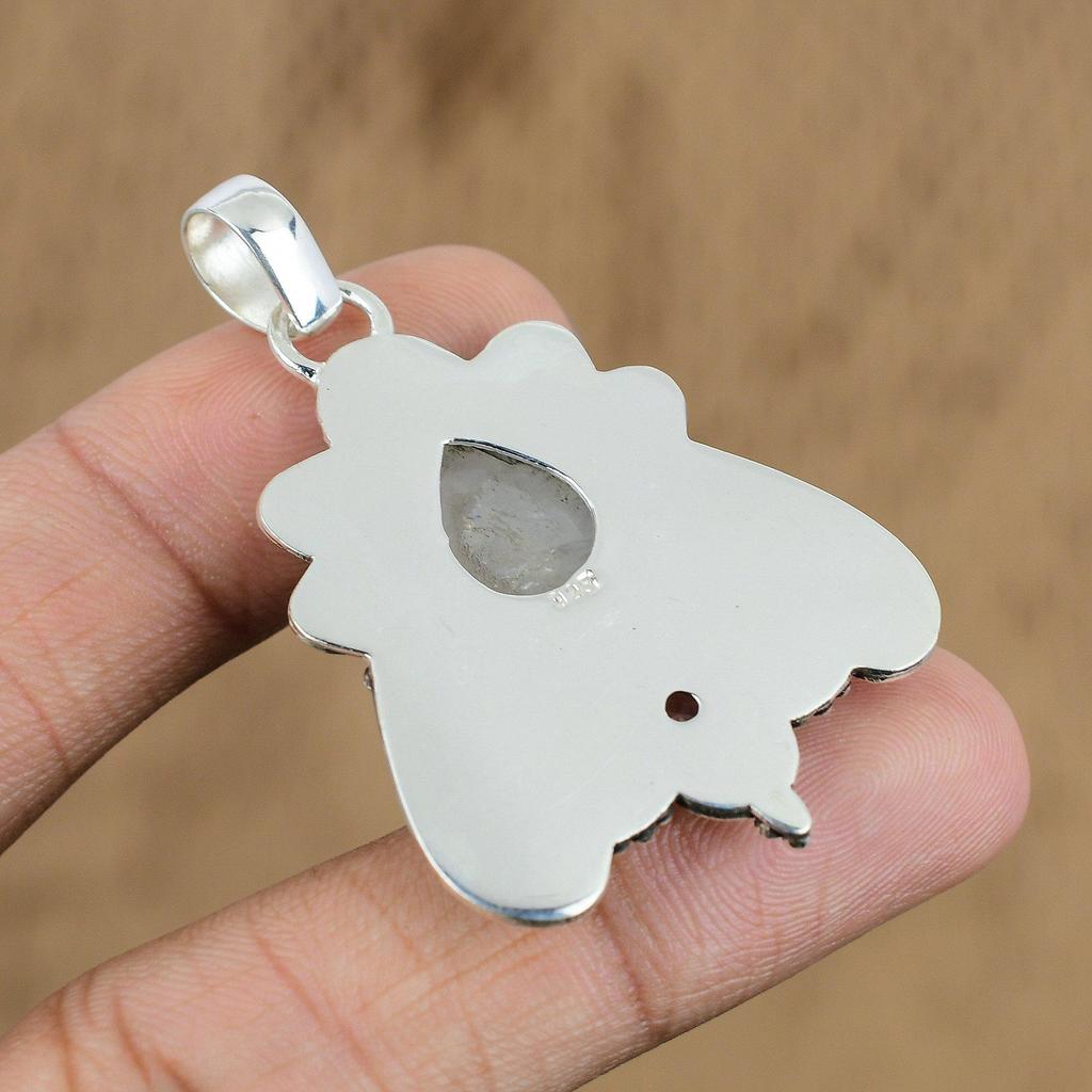 Gift For Her 925 Sterling Silver Natural Rainbow Moonstone Gemstone Pendant