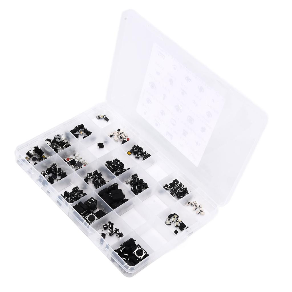 250pcs Tact Push Switch Micro Combination Kit 25 Values Boxed Button Switch for Television Audio