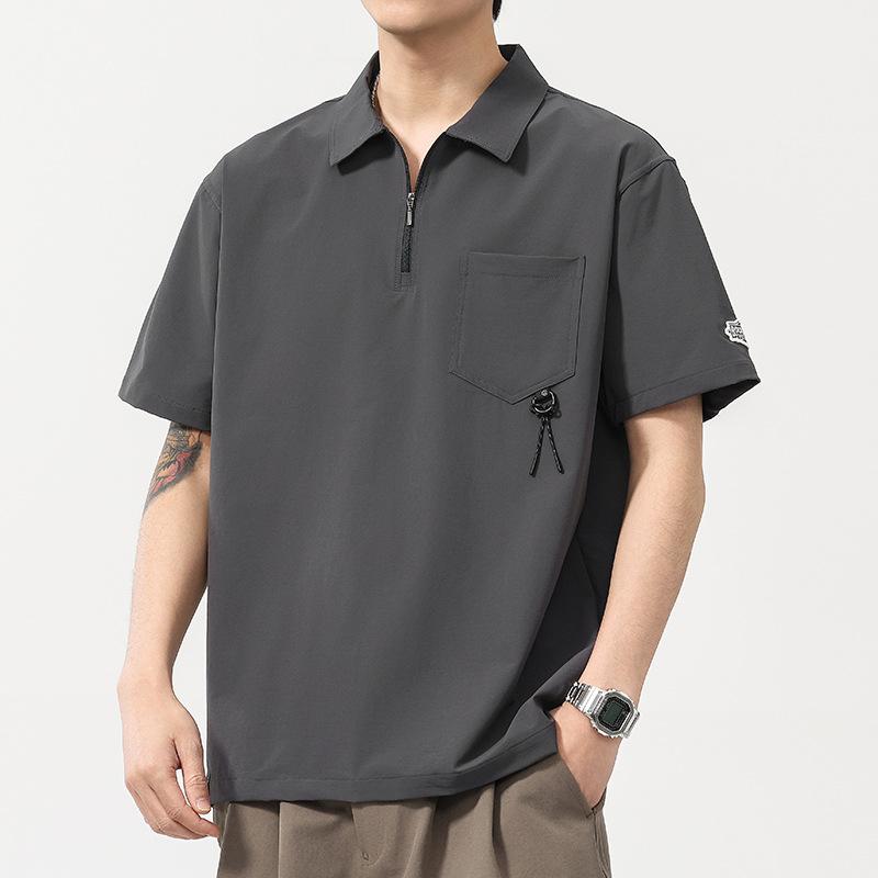 

New Summer Men s Short-sleeved Summer Thin Ice-sensing Polo Shirt Pocket Men s T 4XL
