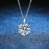 Women's 2 Carat Faux Moissanite Necklace: Six-Prong Diamond Pendant, Classic Luxury Clavicle Chain